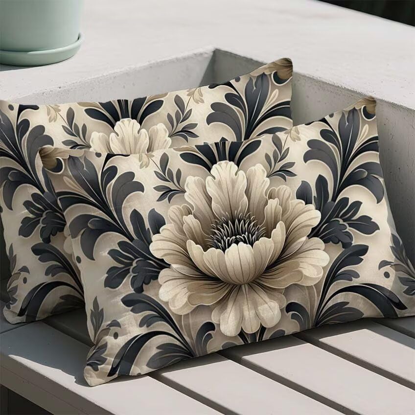 Housse de coussin double sided printing imperméable 80x100 cm motif fleuri vert