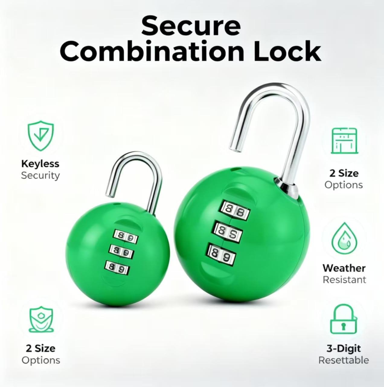 1.6 Inch Round 3-Digit Resettable Combination Lock, Keyless Security Padlock for Bedroom Drawers, Cabinets & Daily Home Use