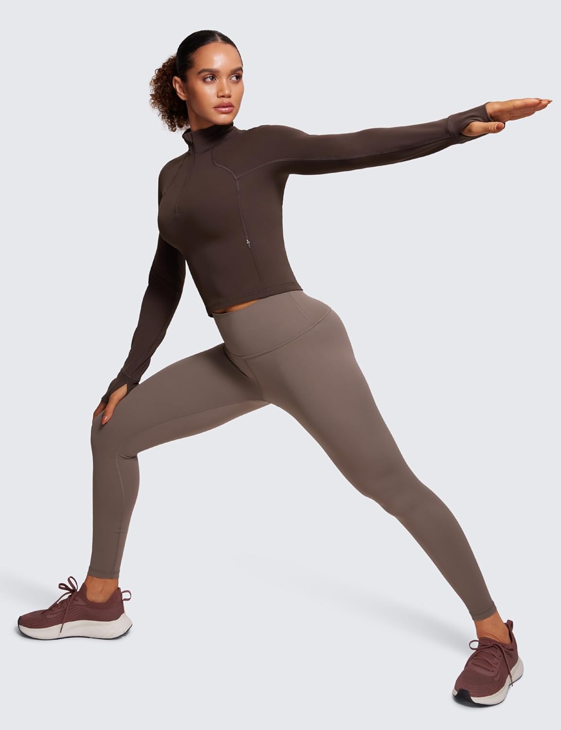 CRZ YOGA Women's Butterluxe Long Sleeve Workout Shirts Half Quarter Zip Athletic Tops Crop Collared T-Shirt