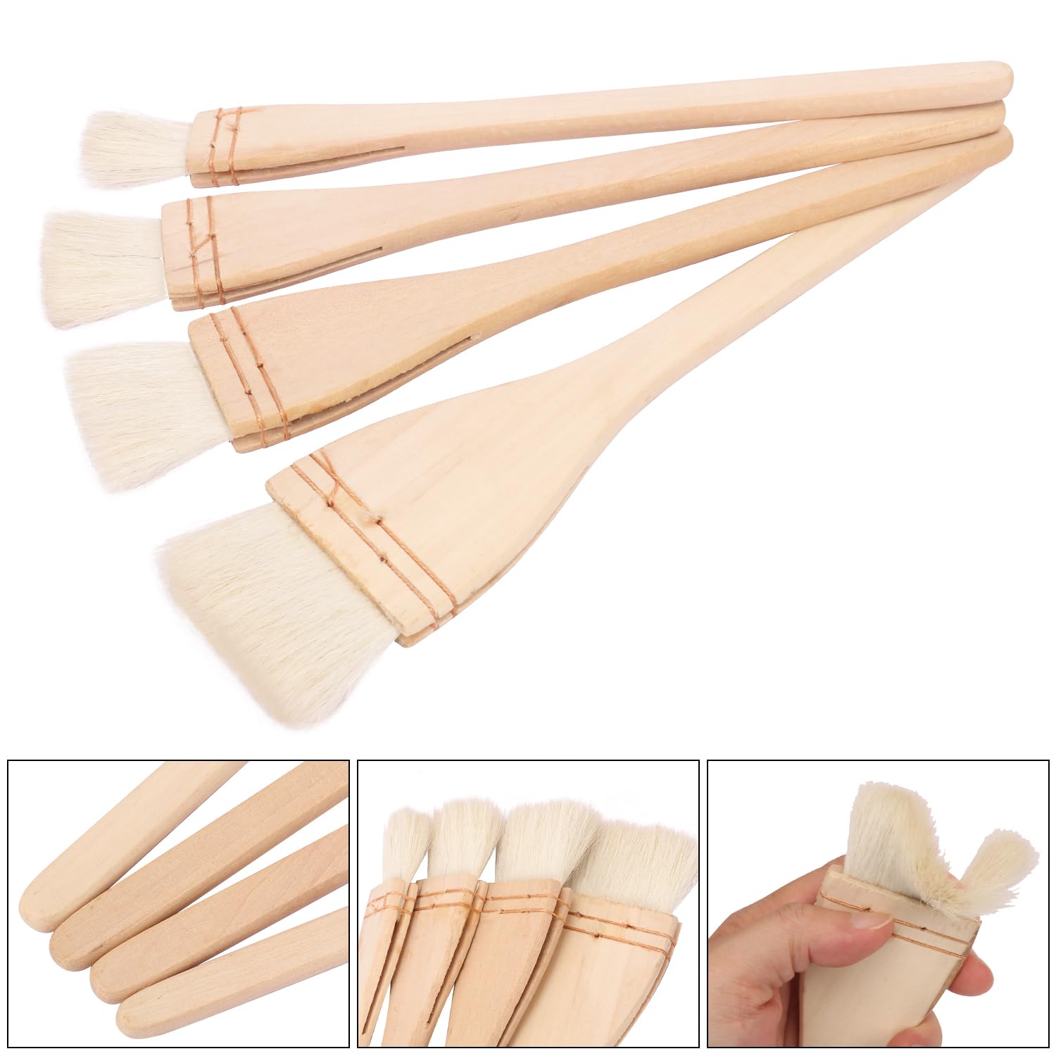 Artist's Choice - Juego de pinceles de merluza – Paquete de 12 pinceles planos de merluza (2.5 cm/3.8 cm/5.1 cm/6.3 cm), fabricado con cerdas de pelo de cabra premium, ideal para acuarela
