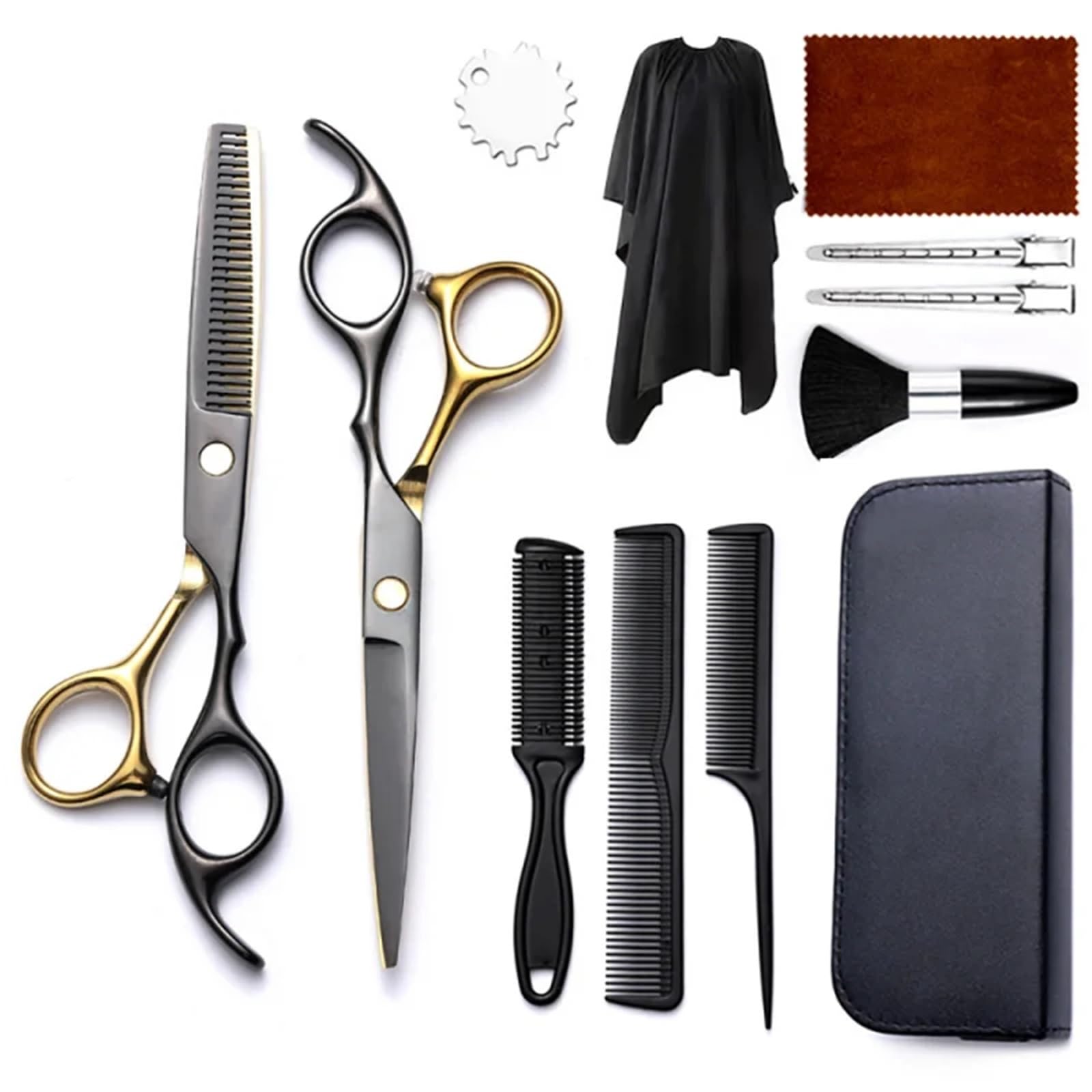 Tijeras Peluqueria Tijeras profesionales de peluquería, tijeras planas y dentadas, entresacar, domésticas, traje(Color 24)