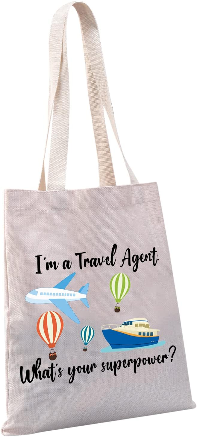 G2TUP Travel Agent Gift Thank You Travel Agent Travel Toiletry Bag I' m a Travel Agent What's Your Superpower Zip Organizer Christmas Gifts (Travel Agen Tote)