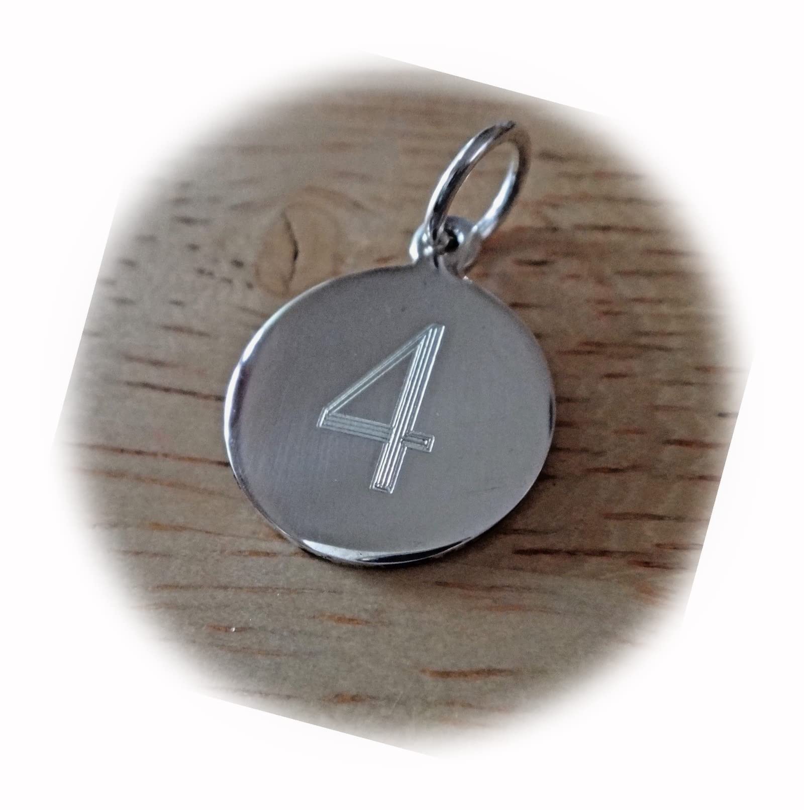 New Sterling Silver 15mm #4 Number 4 Fourth Birthday Anniversary Engraveable Charm CII4044SEE