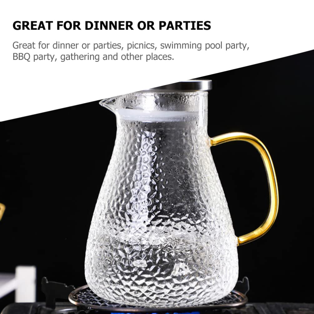 Carafe En Verre Borosilicate Wilmax 1000 Ml Avec Couvercle Inox - Pour Eau Thé Jus Chaud Froid
