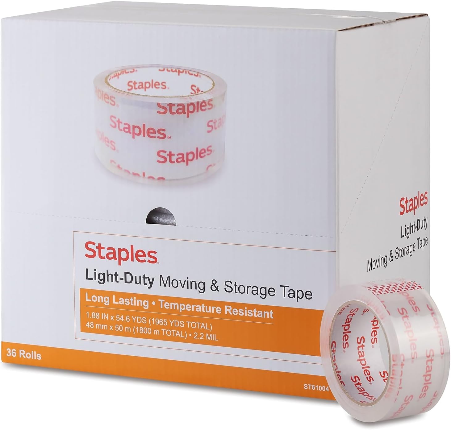 STAPLES Lightweight Moving & Storage Packing Tape, 1.88” x 54.6 Yards — 36/Rolls