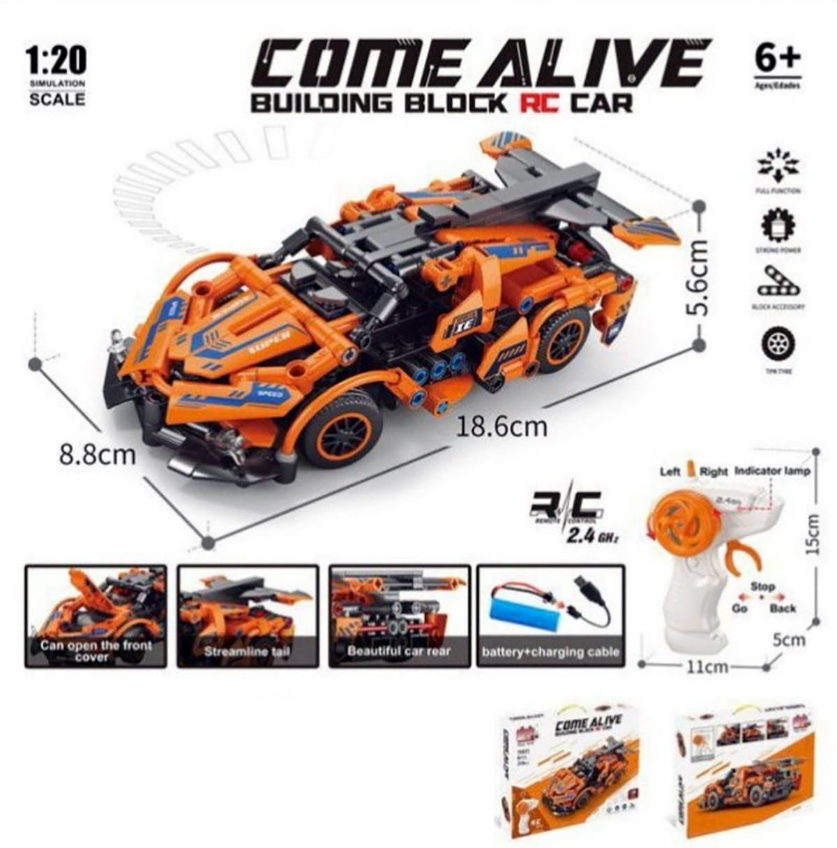 Magicwand® DIY R/C Rechargeable Sportz Building Blocks Car with Remote【319 Pcs】