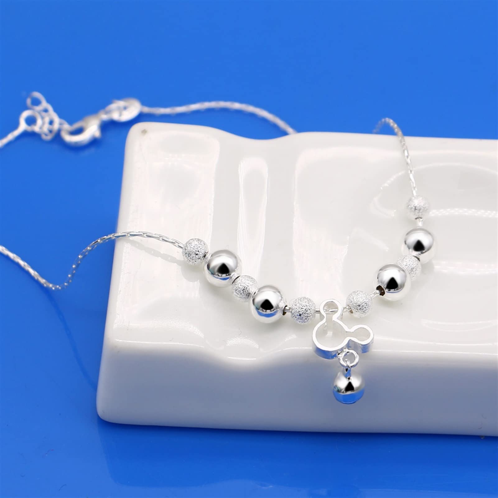 Fußkettchen/Fußkettchen Niedlicher Schmuck 925 Sterling Silber Fußkettchen Damen Fuß Sommer Strand Barfuß Sandalen Armband Knöchel am Bein Knöchelarmbänder
