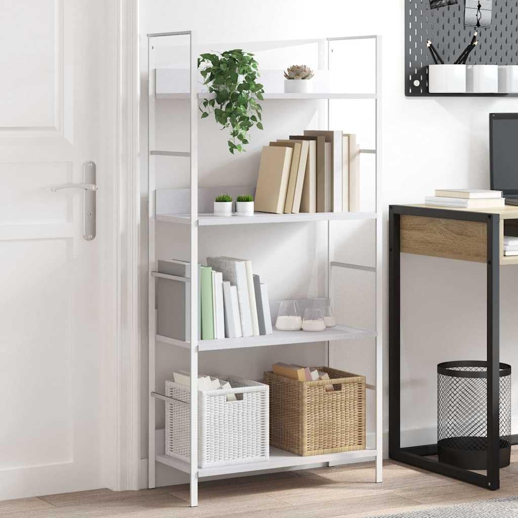 Libreria 4 ripiani bianchi 60 x 27,6 x 124,5 cm legno composito