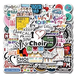 Calcomanías de coro, 56 unidades, calcomanías de coro de amor para niños, niñas, adolescentes, calcomanías de vinilo impermeables para álbumes de recortes, botellas de agua, laptop, teléfono,
