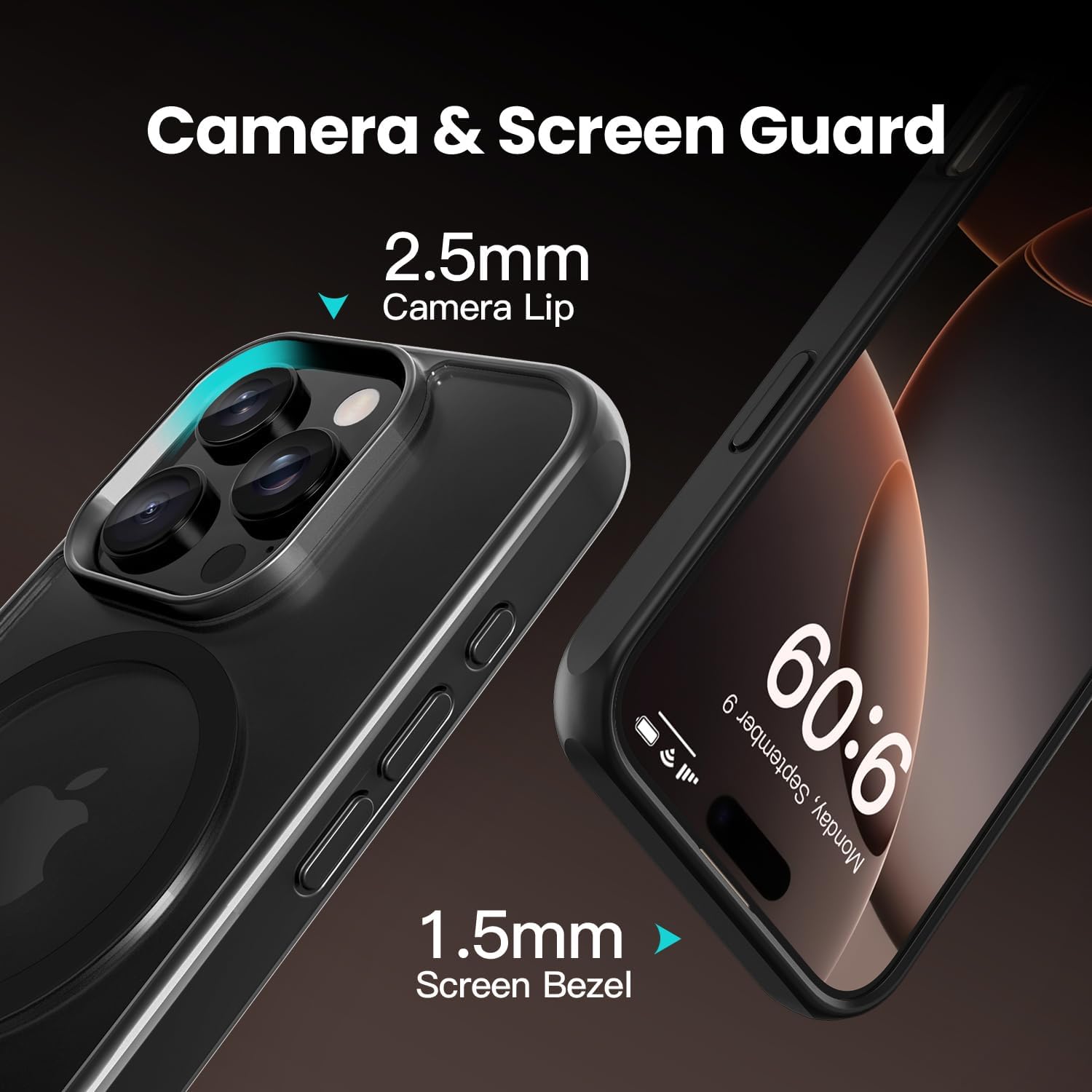 X-it Compatible for iPhone 16 Pro Magnetic Case with Stand,16FT Military-Grade Drop Protection,Built-in Invisible Kickstand Matte Translucent Slim Phone Cover for 16 Pro 6.3 inch,Black