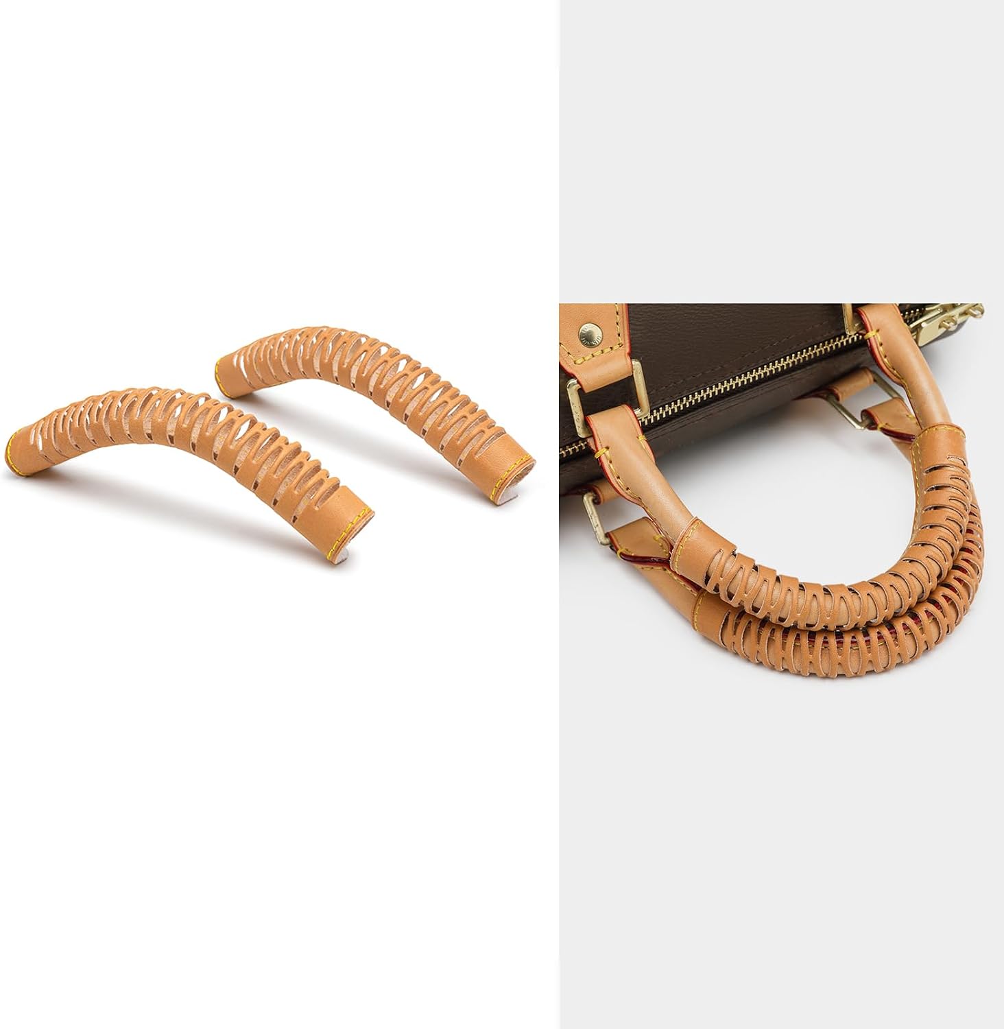 2Pcs Bag Handle Wrap Covers for Speedy 25 30 35,Vachetta Leather Grip Protector Strap,Stain and Abrasion Resistant