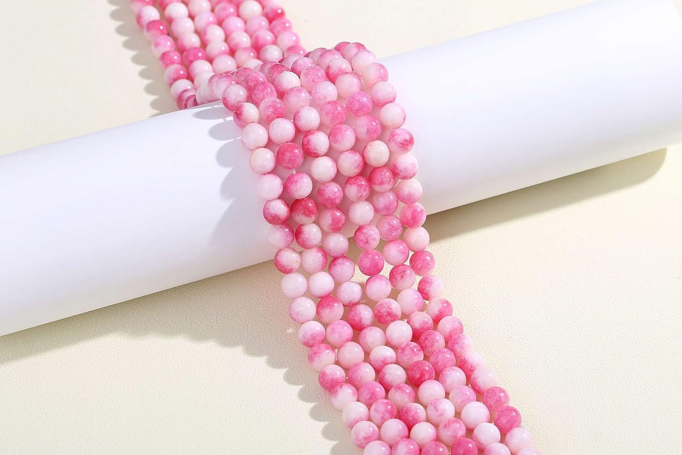 XIANNVXI 8mm Round Pink Beads for Crafting,Pink Crystal Beads for Jewellery Making for Jewelry Making 47 Pcs - Image 3