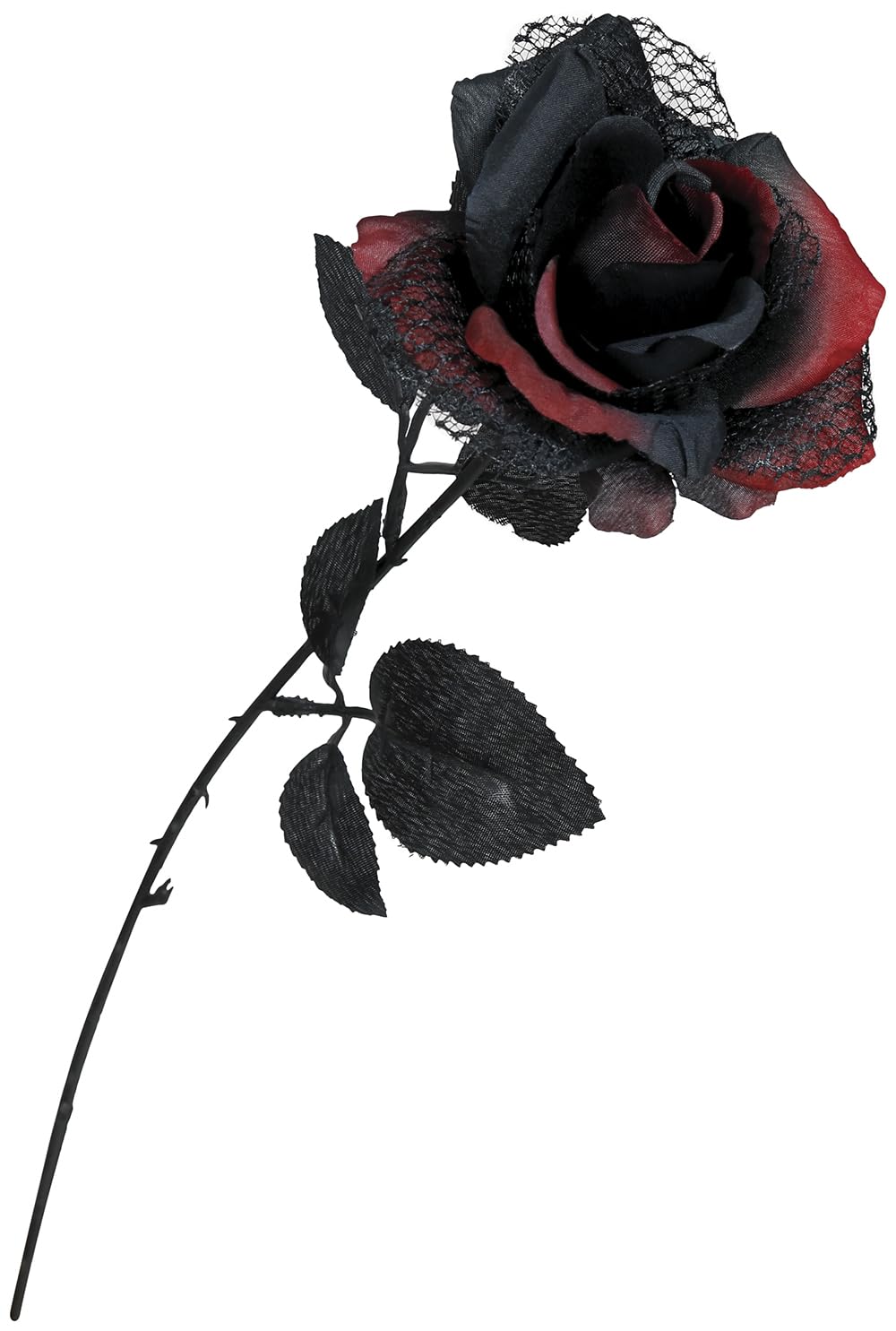 FIESTAS GUIRCA | Red and Black Flower (40 cm) - Halloween and Scary Party Decoration - Ideal for Terrifying Props and Horror Celebrations - Red and Black