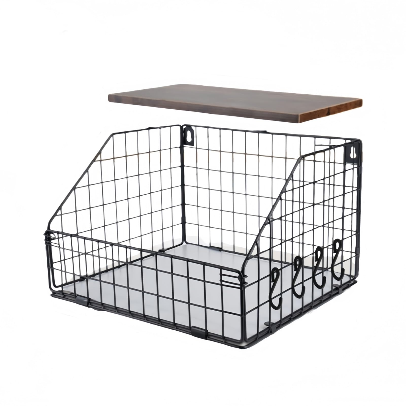 Cesta de frutas de metal de pared para una cocina organizada, moderna y libre de desorden