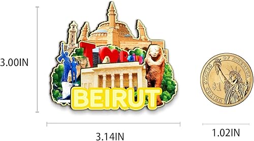 Miniatura 3 de Beirut - Imán de madera para nevera, diseño de Líbano en 3D, recuerdos coleccionables, decoración hecha a mano, 2