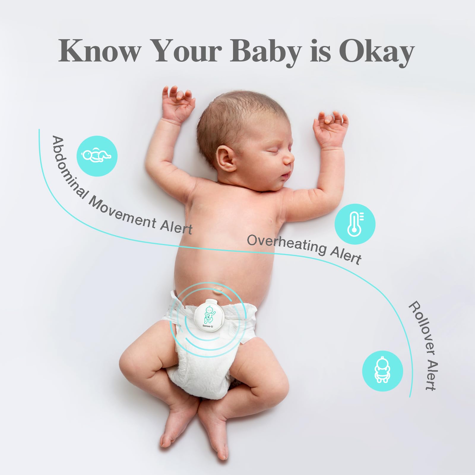 Sense-U Baby Monitor with Breathing Rollover Movement Temperature 