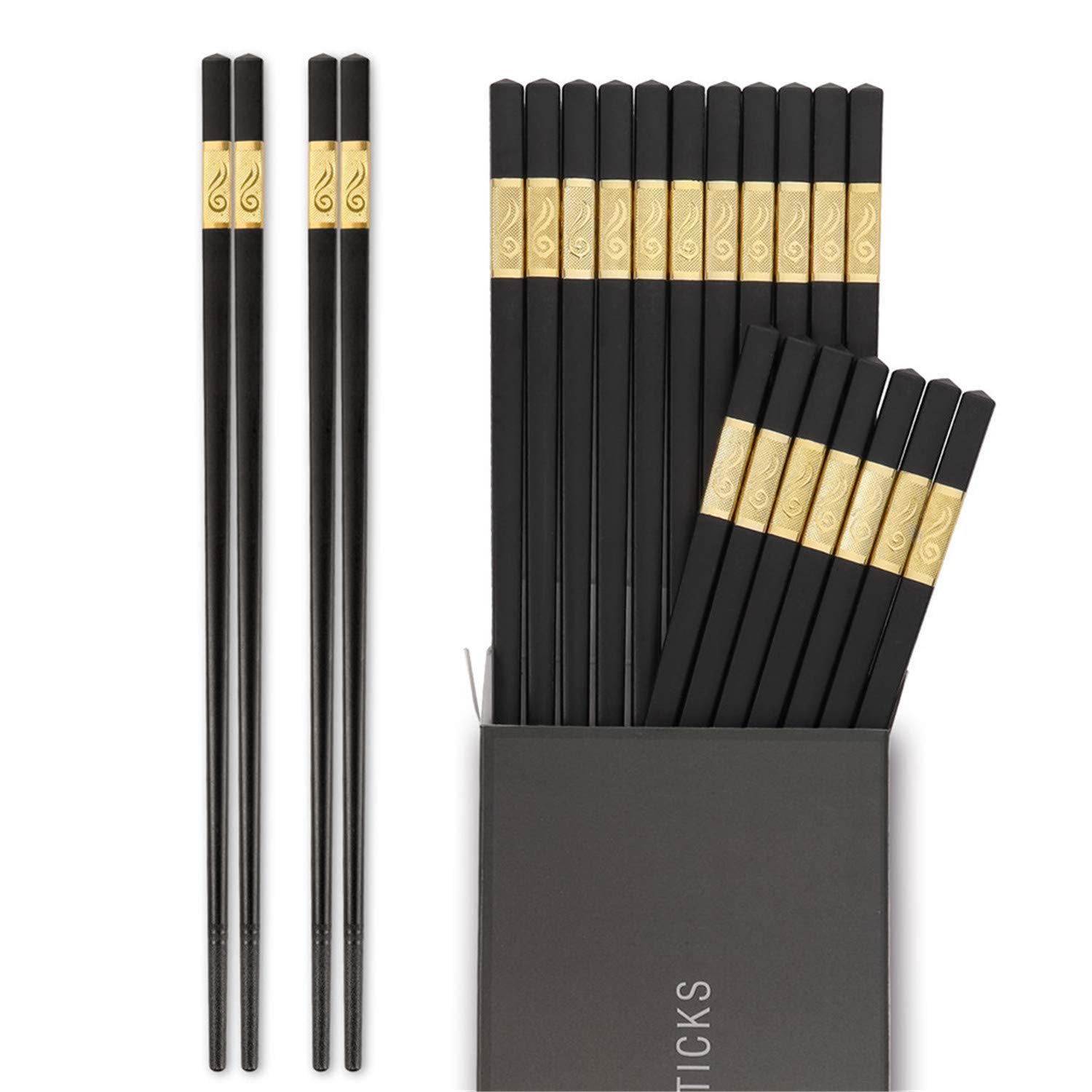 10 Pairs Fiberglass Chopsticks 9.4" Paint-Free Wax-Free Chinese Classic Style for Kitchen Dining Room Gourmet Noodles