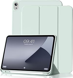 JKSML Case for iPad 10th Generation, iPad Case 10th Generation 2022 10.9 inch with Pencil Holder, [Auto Wake/Sleep] Trifold Stand Cover, Soft TPU Back Slim Smart Case for iPad 10th Case, Light Green