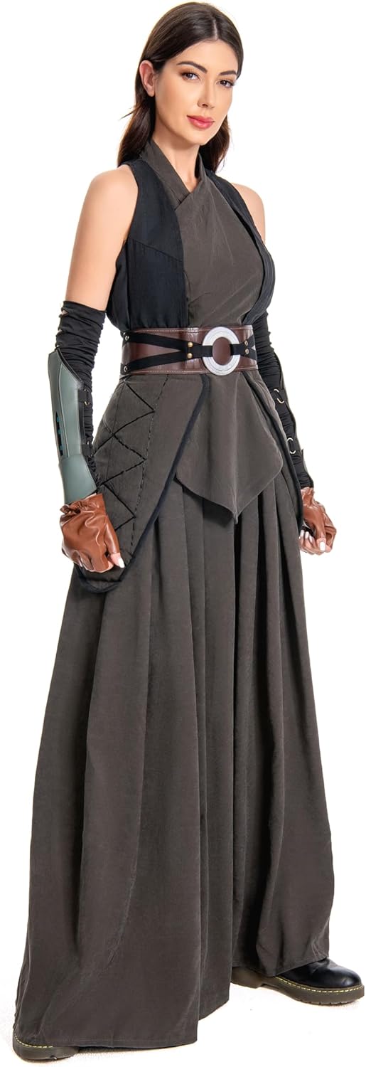 Womens Knight Costume Warrior Halloween Costume Tunic Outfits Pants Full Set for Adults