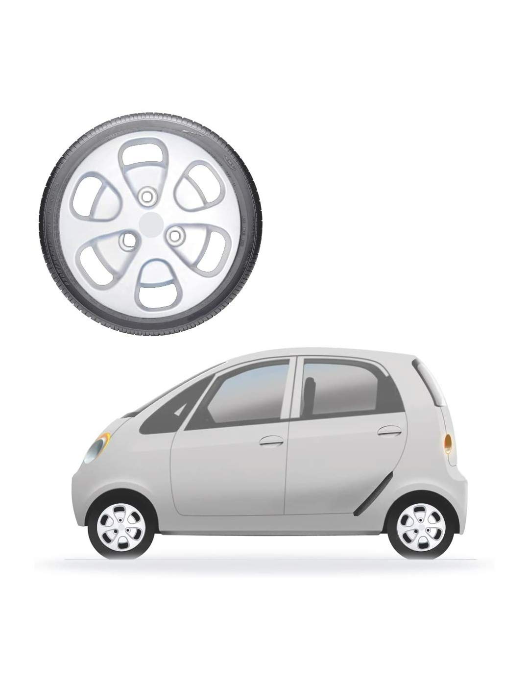 ARUN Unbrakable quality Car Wheel Cap 12inches Silver color Set of 4 Pieces For Tata Nano-image-48