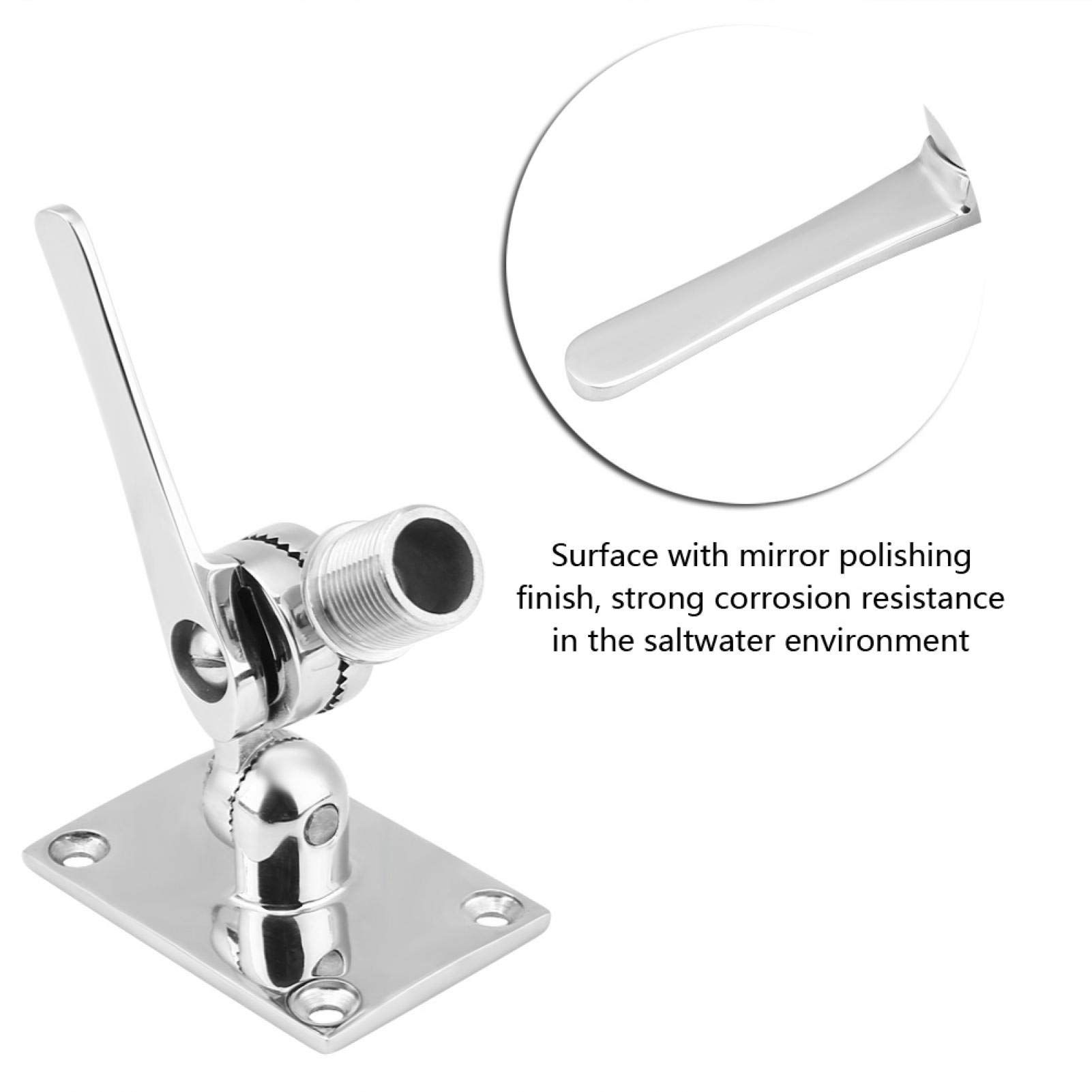 Yctze Support d'antenne réglable – Support d'antenne marine VHF, support à cliquet, acier inoxydable 316, double
