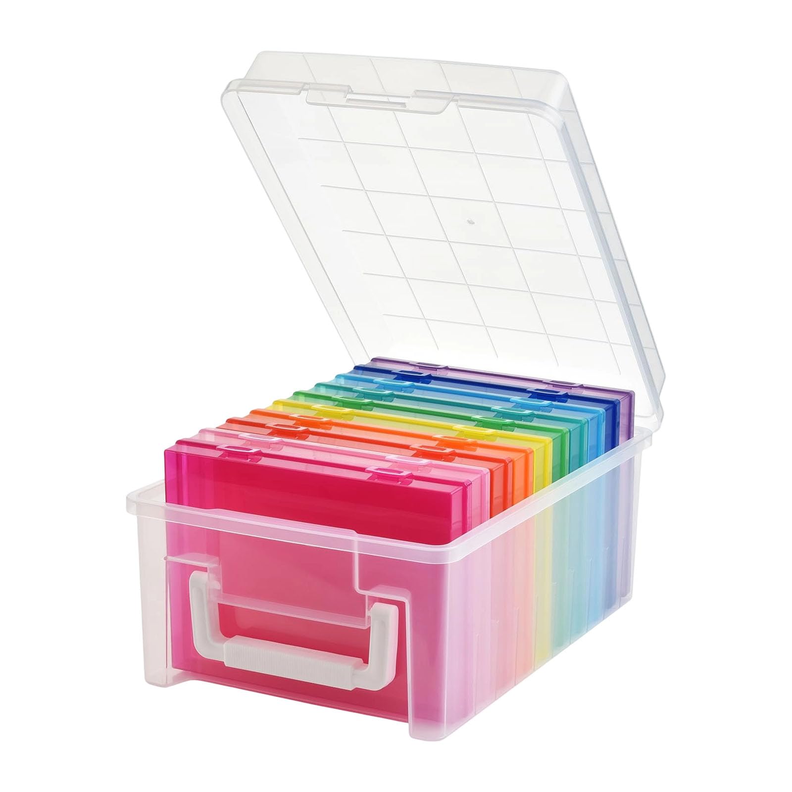 ZEPFJHE Colorful Transparency PP Storage Box for Postcards Photos Greeting Cards Keepsakes Pictures Organiser Postcard Storage Container