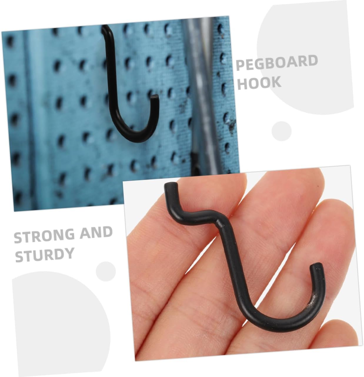 Gatuida 10 Pcs Peg Board Hooks for Hanging Pegboard Hook Hooks for Board Hook Holder Organizer Board Kit Garage s Hangers Black Iron