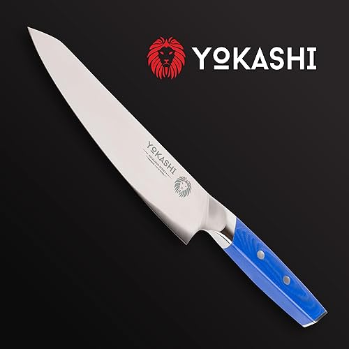 Miniatura 9 de YOKASHI Cuchillo de chef alemán de acero de 8 pulgadas, retención de borde superior para picar, rebanar y cortar en cubitos precisos para chefs