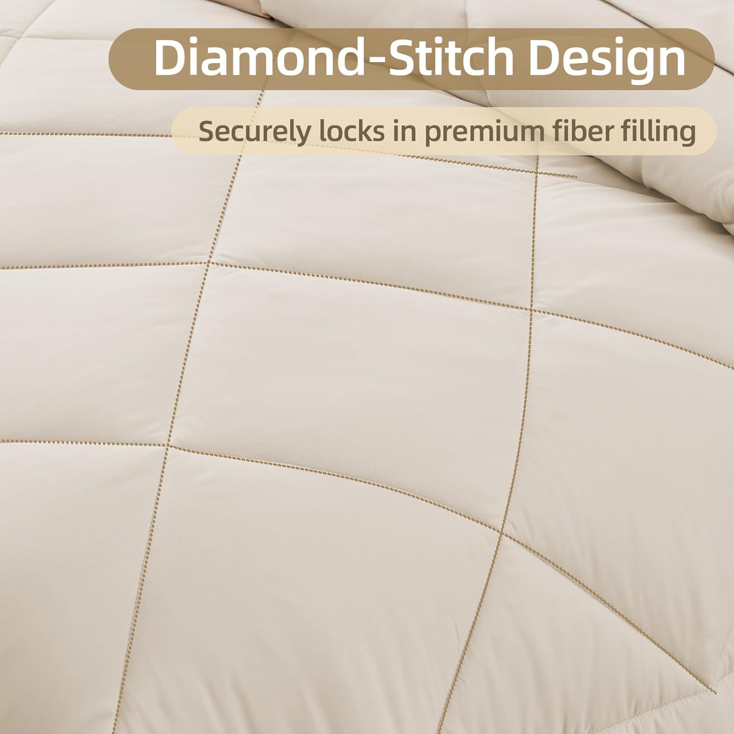 FUANNA 5 Pieces Twin Comforter Set, All Season Bed in a Bag Twin Size, Luxury Soft Bedding Sets with Comforter, Flat Sheet, Fitted Sheet, Pillowcase & Pillow Sham, Beige - Image 5