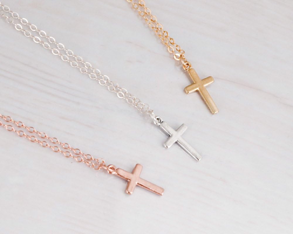 Cross Necklace for Women, Minimalist Cross Necklaces, Handmade Christian Jewelry, Religious Gift, SMALL Pendant