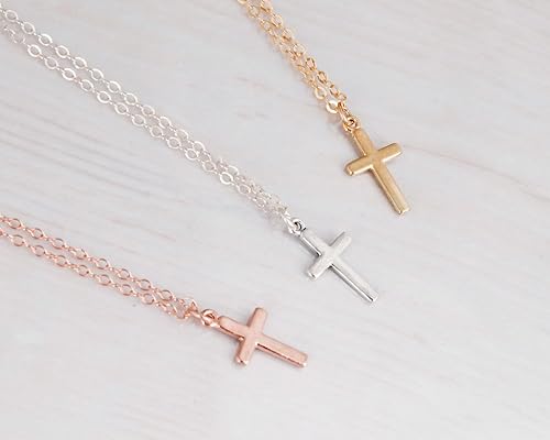 Miniatura 8 de Gold Cross Necklace for Women, Minimalist Cross Pendant Necklaces, Length 16-18 Inches, Handmade Christian Jewelry, Religious Gift, Small Cross