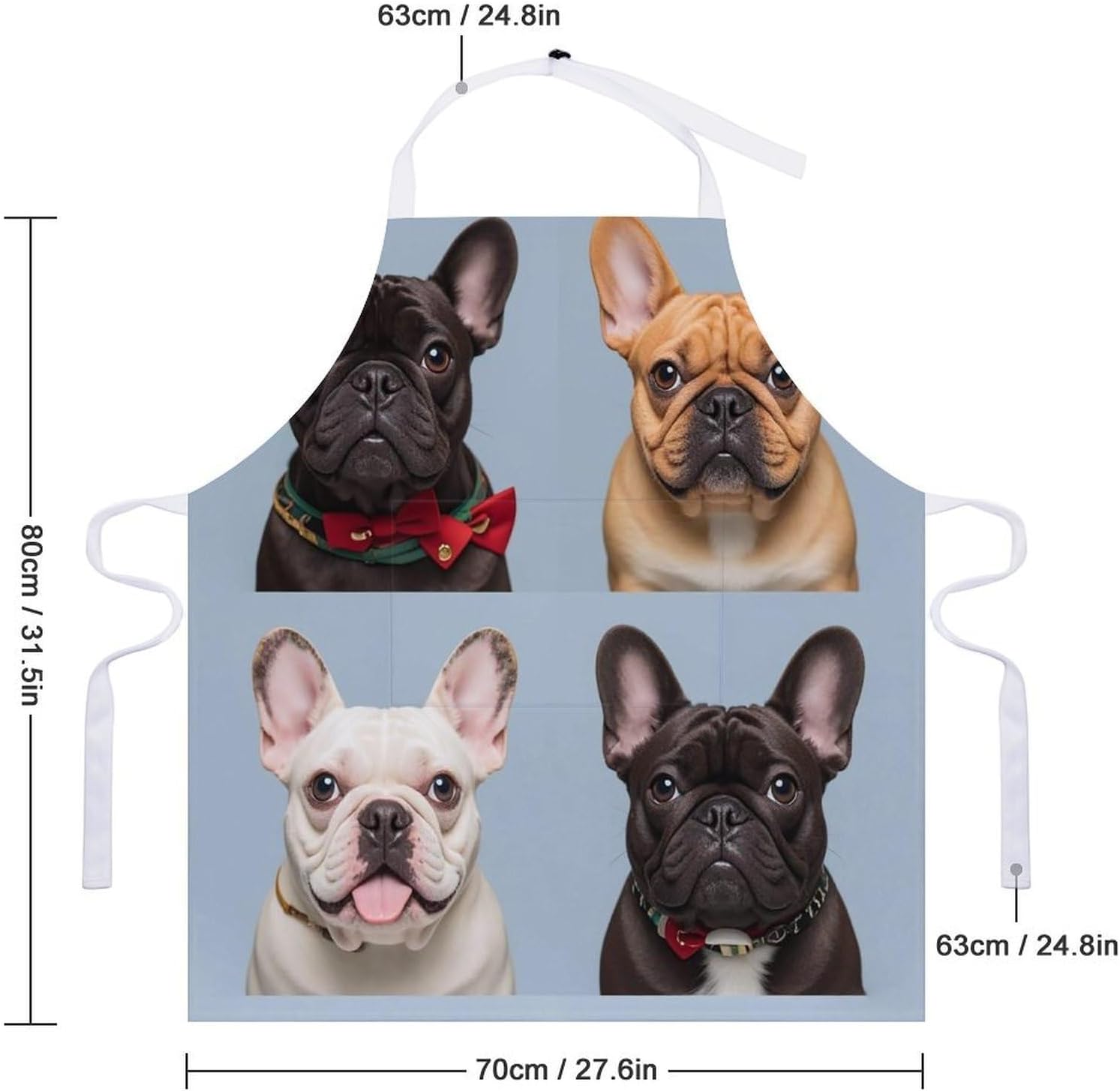 French Bulldog Apron for Cooking Kitchen Chef Aprons with Pockets Unisex Professional Adjustable Bib Aprons Restaurant Waterdrop Resistant Apron for Men Women Waiter