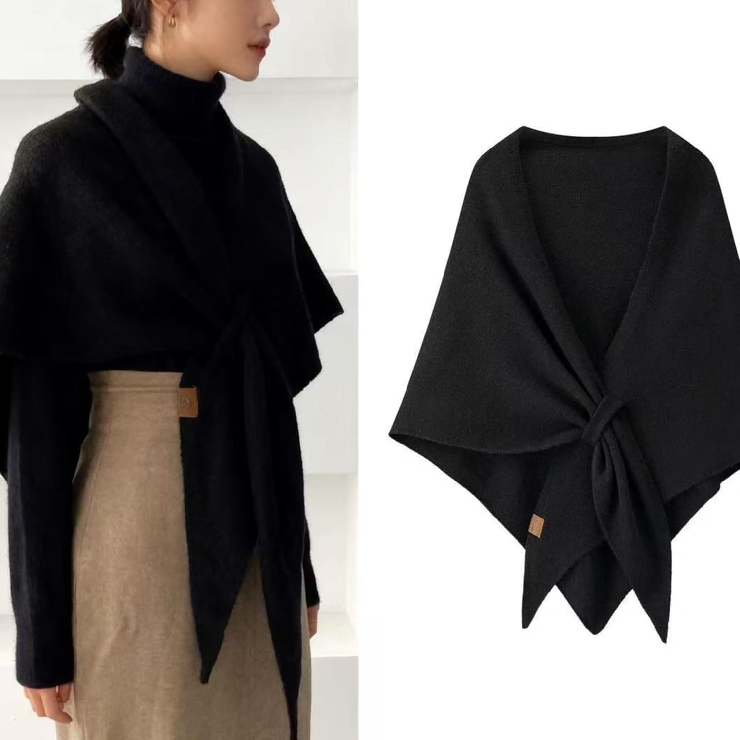 Shawl Wraps for Women Warm Pashmina Wrap Knitted Triangle Scarf Wool Cashmere Shoulder Top Sweater Shawls Scarf - Image 3