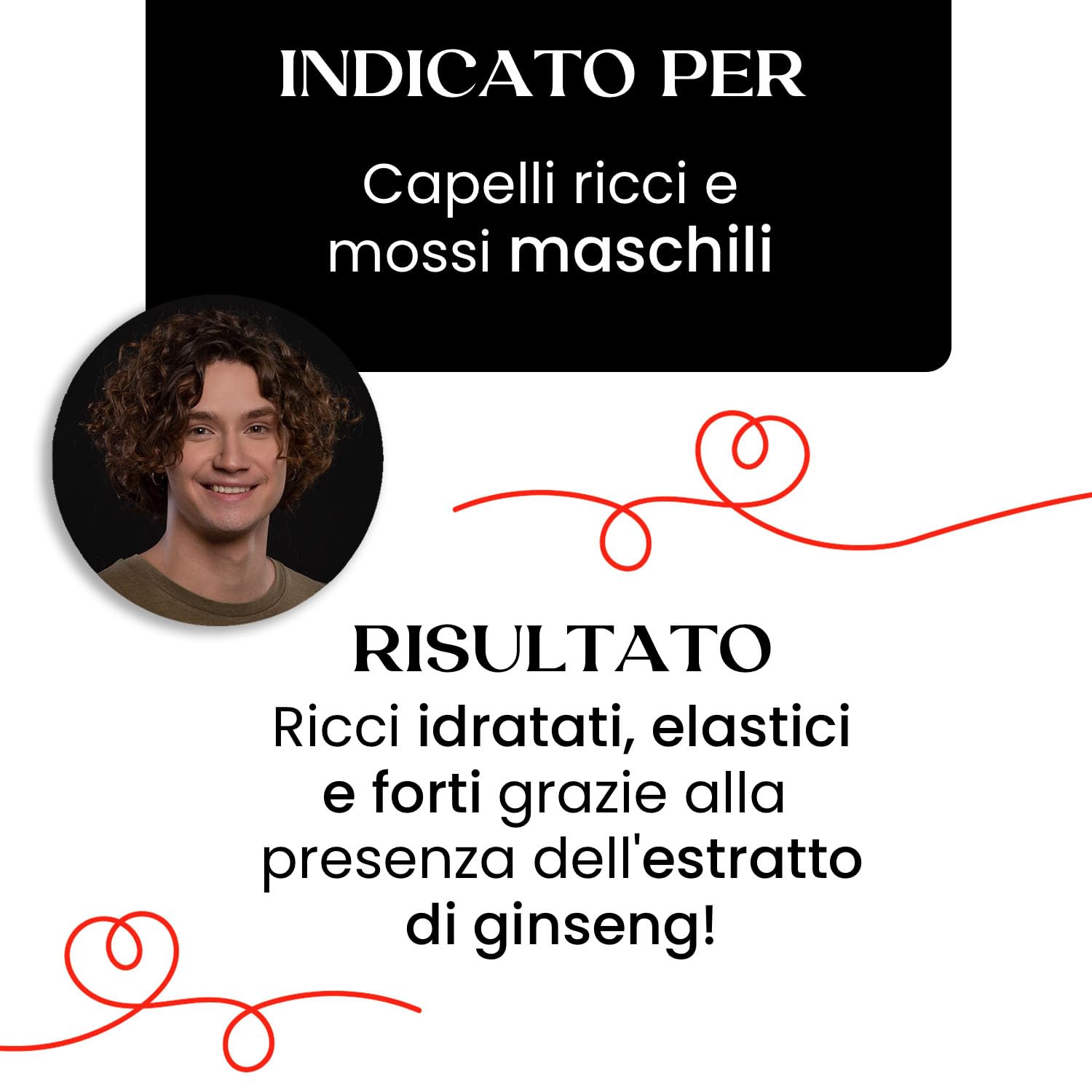 I Love Riccio Kit Curly Man per Capelli Ricci Uomo con Shampoo, Maschera e Styling 250 ml, Formula Energizzante con Estratto di Ginseng Per Ricci Definiti e Idratati
