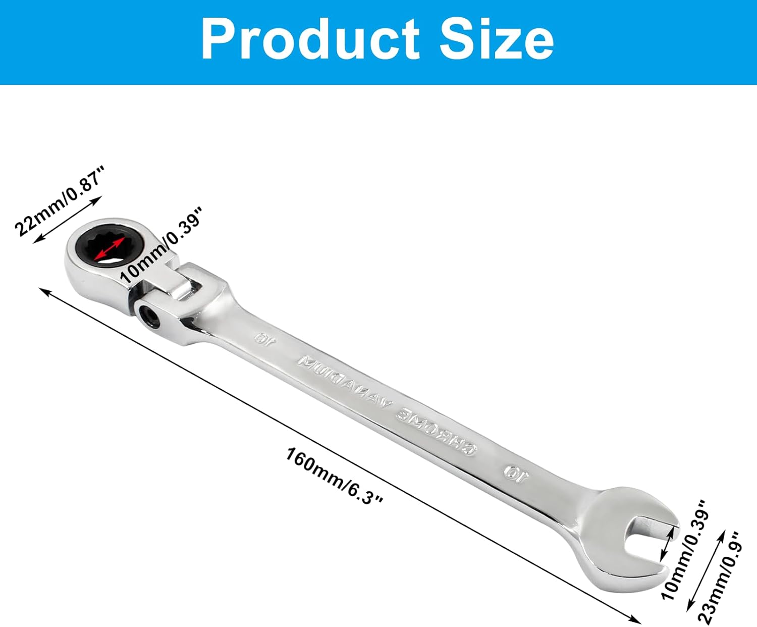 3Pcs Flexible Ratchet Wrenches Set, Chrome Vanadium Steel Gear Wrench for Versatile Gear Ring Ratcheting Combination (10mm,5° Movement and 72 Teeth)