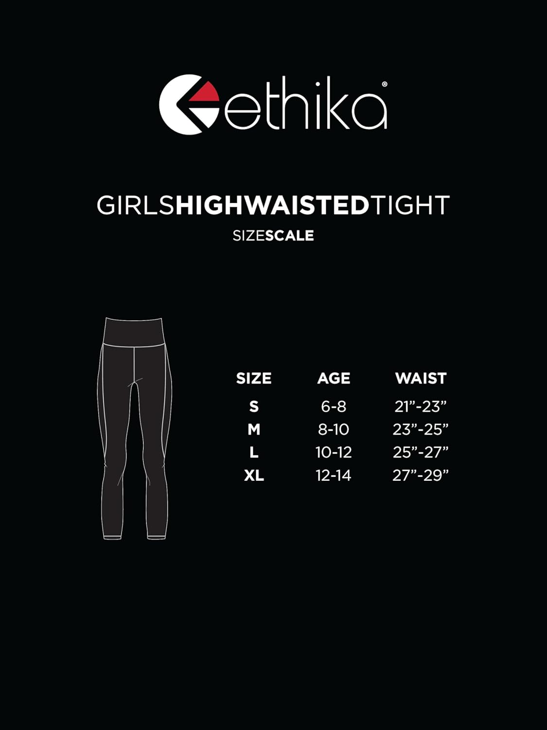 Ethika Girl's High Waisted Tight | Black