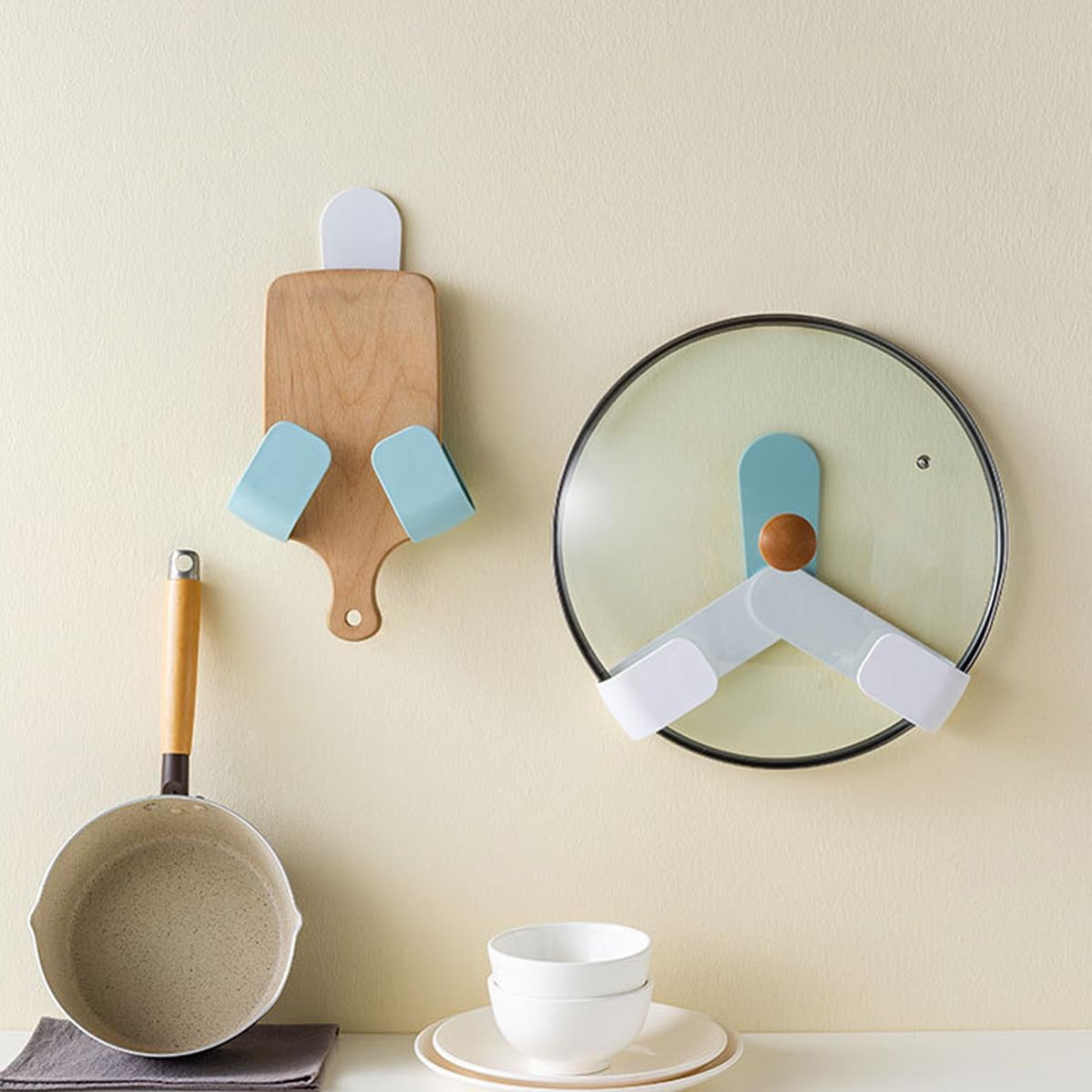 Garneck Rotatable Pot Lid Holder Wall Mounted ABS Rack for Kitchen Cabinets