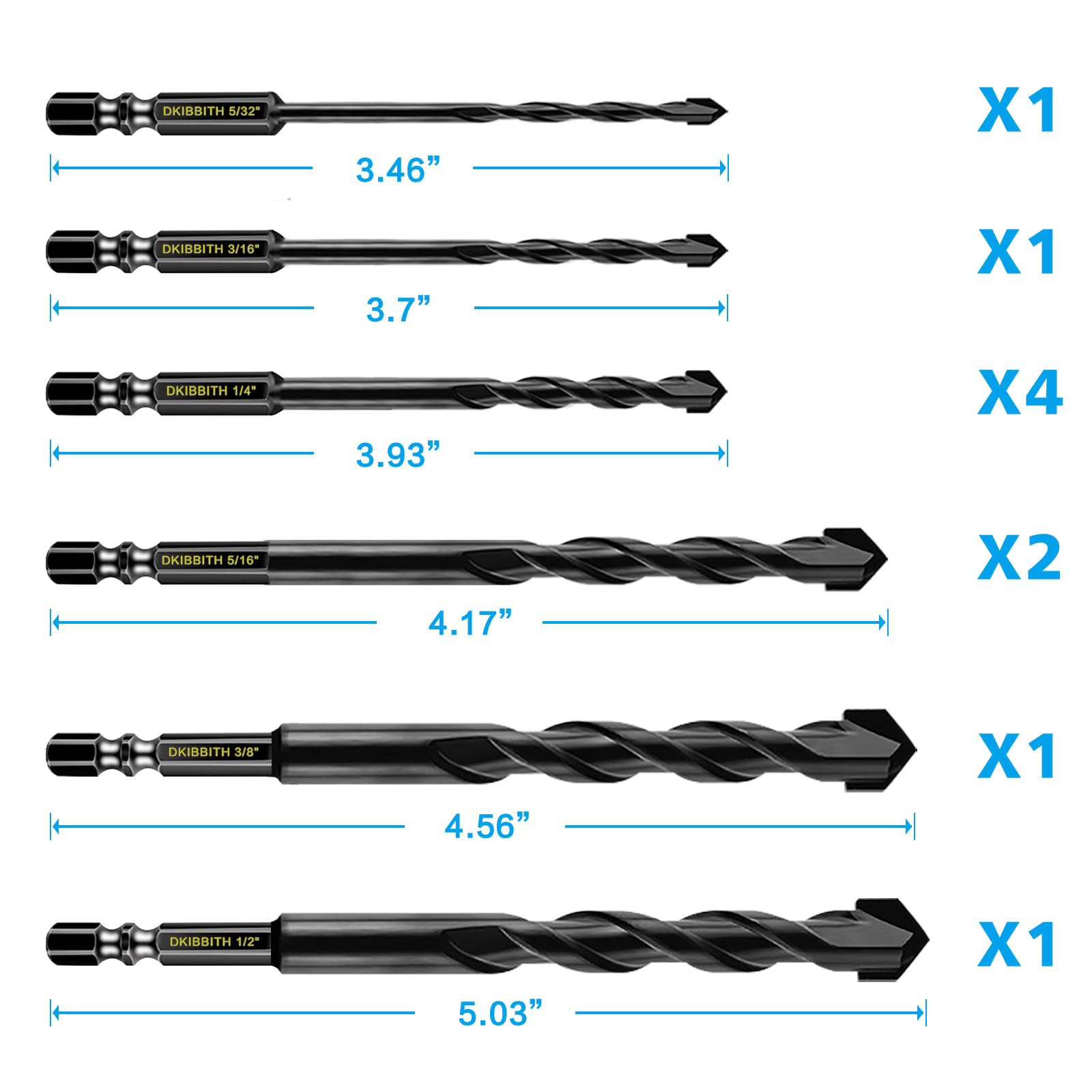 Masonry Drill Bits - 10 Piece Carbide Set -3