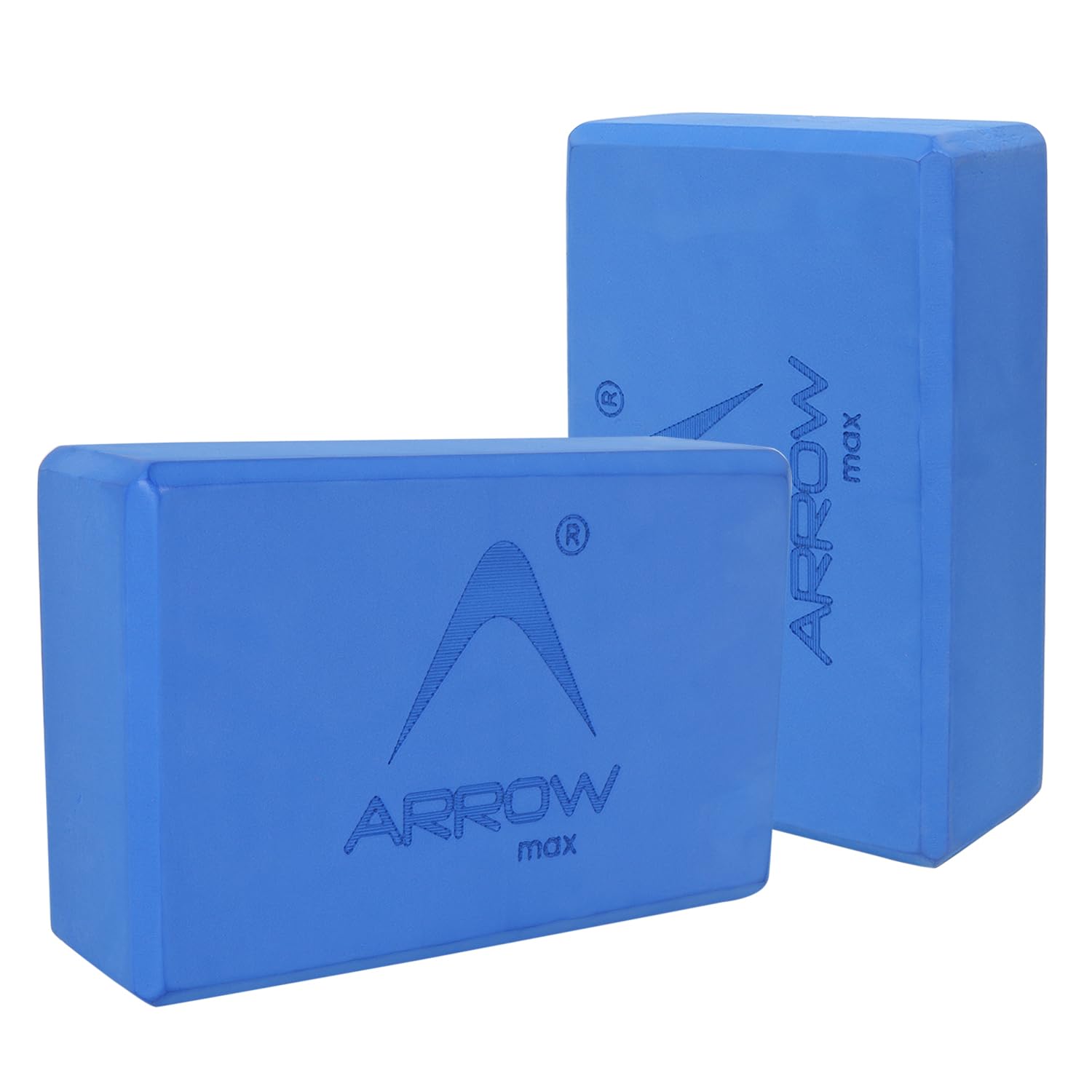 arrowmax yoga block high density eva foam non-slip workout brick to improve poses balance flexibility support strength training exercise-pack of 2 (blue)