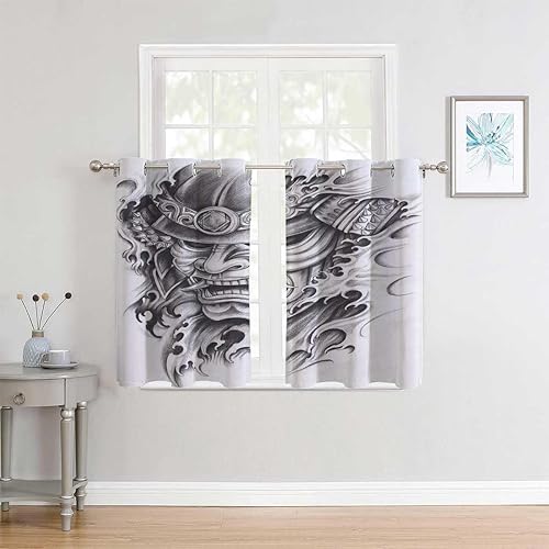 Cortinas para cocina Kabuki Decoración de puertas de acordeón de garaje 63 pulgadas de ancho por 63 pulgadas de largo, 2 paneles