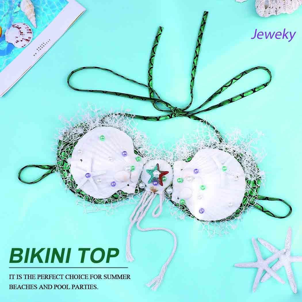 JEWEKY Shell Bra Top Beach Mermaid Crop Top Hawaiian Bikini Halter Top Rave Costume Chest Top for Women - Image 3