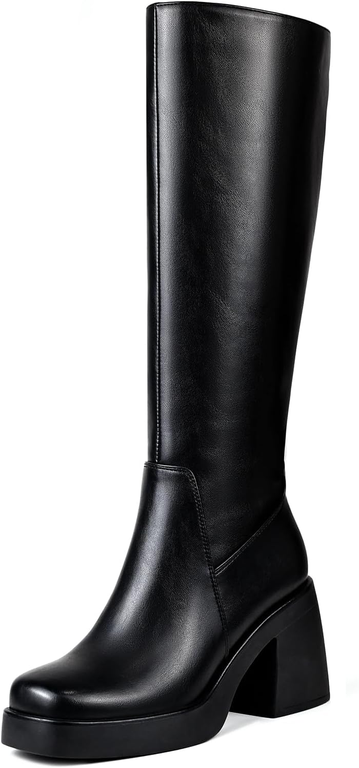 Women's Platform Knee High Boots Chunky Heel Fashion Casual Tall Boot