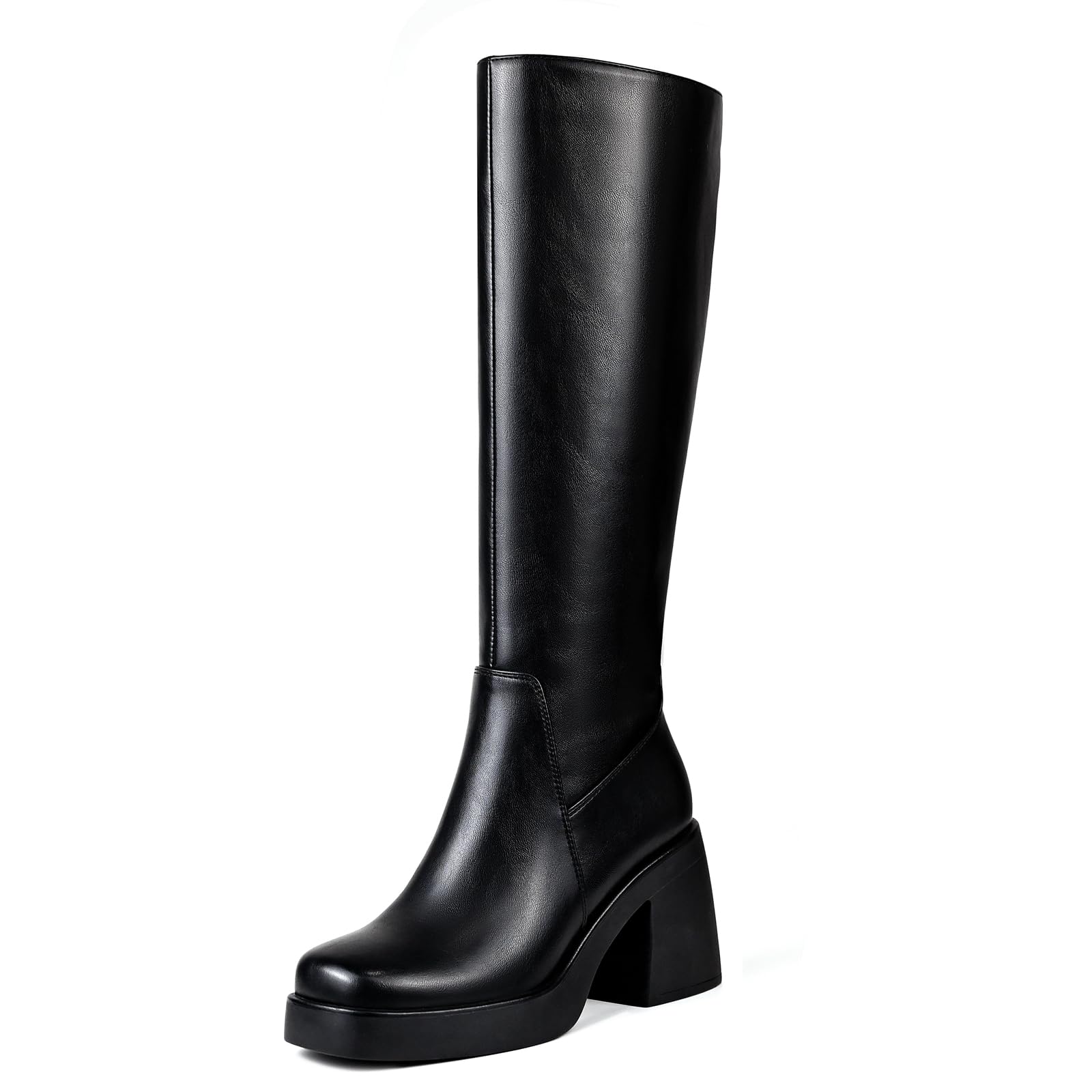 HEIFIN Women's Platform Knee High Boots Chunky Heel Fashion Casual Tall Boot