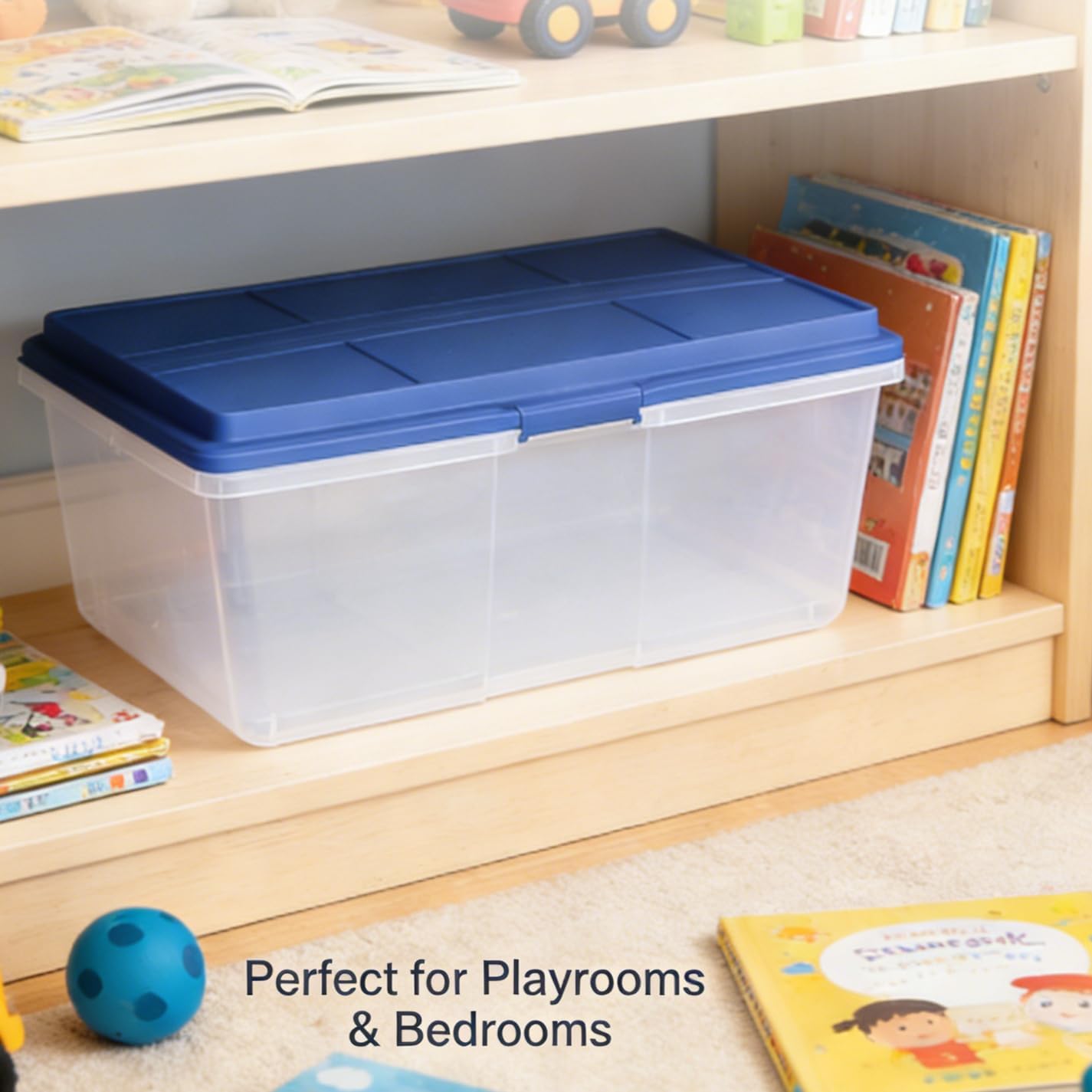 (2 pack) 113 Quart（28.25 Gallons） Clear Storage Bin with Locking Latches & Tall Lid, Extra-Large Heavy-Duty Container for Garage, Moving & Bulk Storage