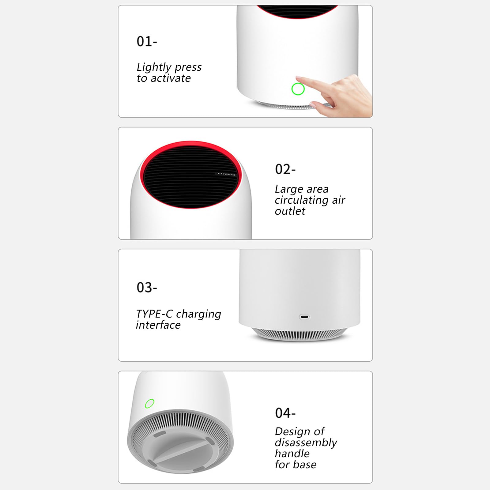 Purificatori d'aria da cucina Macchina di purificazione Piccolo detergente Deodorante da cucina Adatto per uso domestico Ufficio Auto Desktop Macchina purificatrice dell'aria