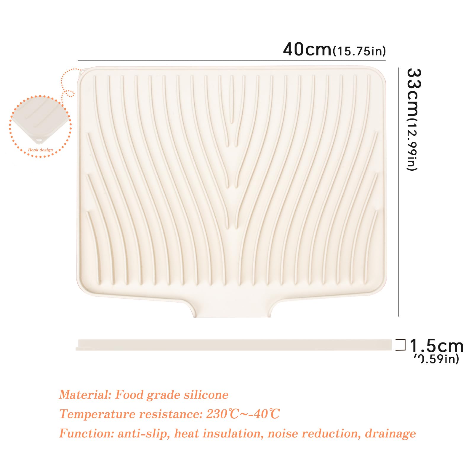 RoseFlower Draining Board Mats for Kitchen Counter Silicone Dish Drying Mat for Kitchen for Draining Sink Silicone Dish Drying Mat - Image 2