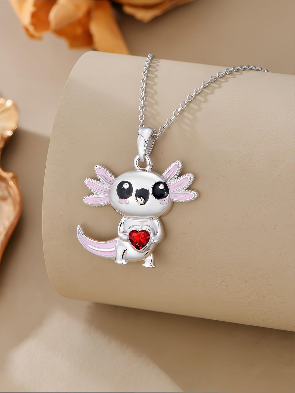 Dorunmo Axolotl Necklace 925 Sterling Silver Axolotl Birthstone Pendant Cute Animal Axolotl Jewelry Gifts for Women - Image 2