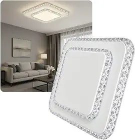 Luminária de Teto Moderna Plafon Led 3 em 1 para Sobrepor Efeito Cristal Estrelado Lustre para Sala, Escritório, Quarto 110/220v - Exelente Acabamento