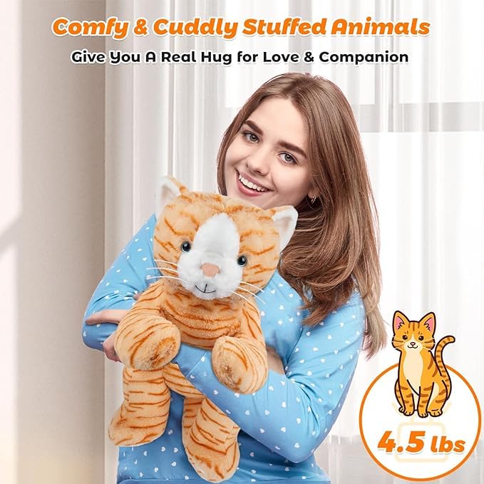Bobbie & Laxi 25" & 4.5 lbs Cat Weighted Stuffed Animals for Comfort Cuddly & Soft Kids' Plush Toy Pillows for Companion Large Plushies with Removable Ceramsite Bag - Image 4