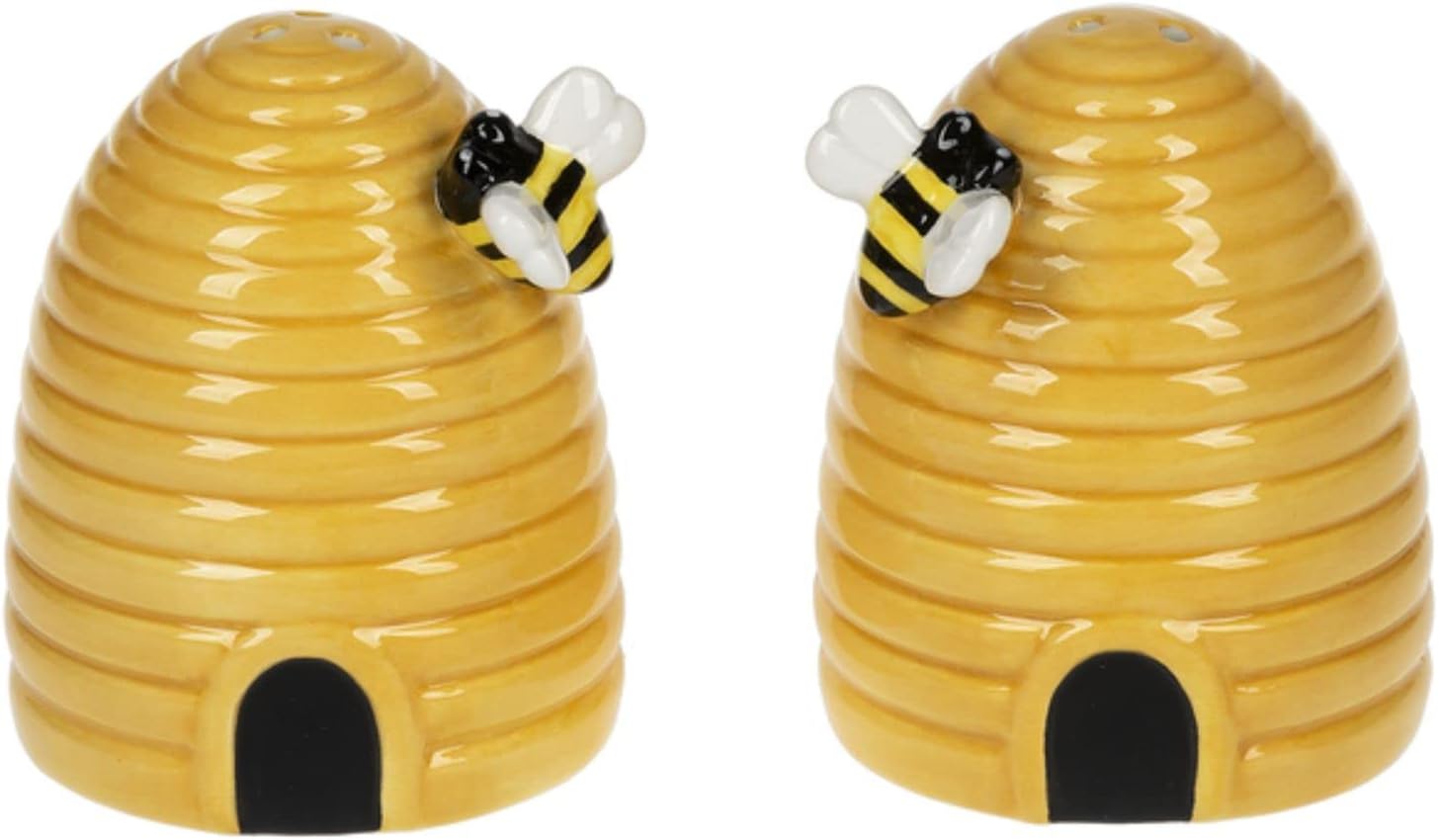 Ganz MG178280 Bee Skep Salt and Pepper Shaker Set of 2, Yellow